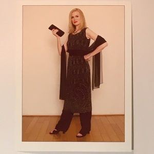 Vintage black with silver flapper dress